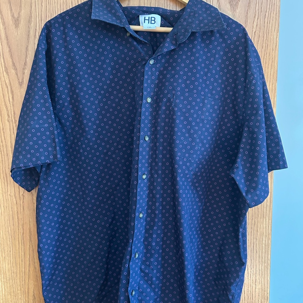 Men's Dark Blue Patterned Casual Shirt